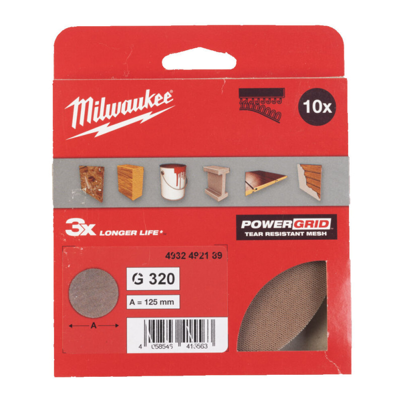Купити Сітка шліфувальна PG Mesh HL MILWAUKEE, діаметр 125мм, зерно 320, (10шт). Офіційний магазин Мілвокі Україна, фірмова гарантія з доставкою по Украіні
