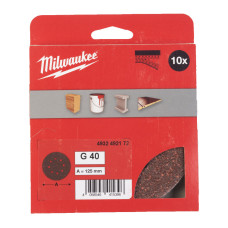 Купити Папір шліфувальний MILWAUKEE діаметр 125/8 HL, зерно 40, (10шт). Офіційний магазин Мілвокі Україна, фірмова гарантія з доставкою по Украіні