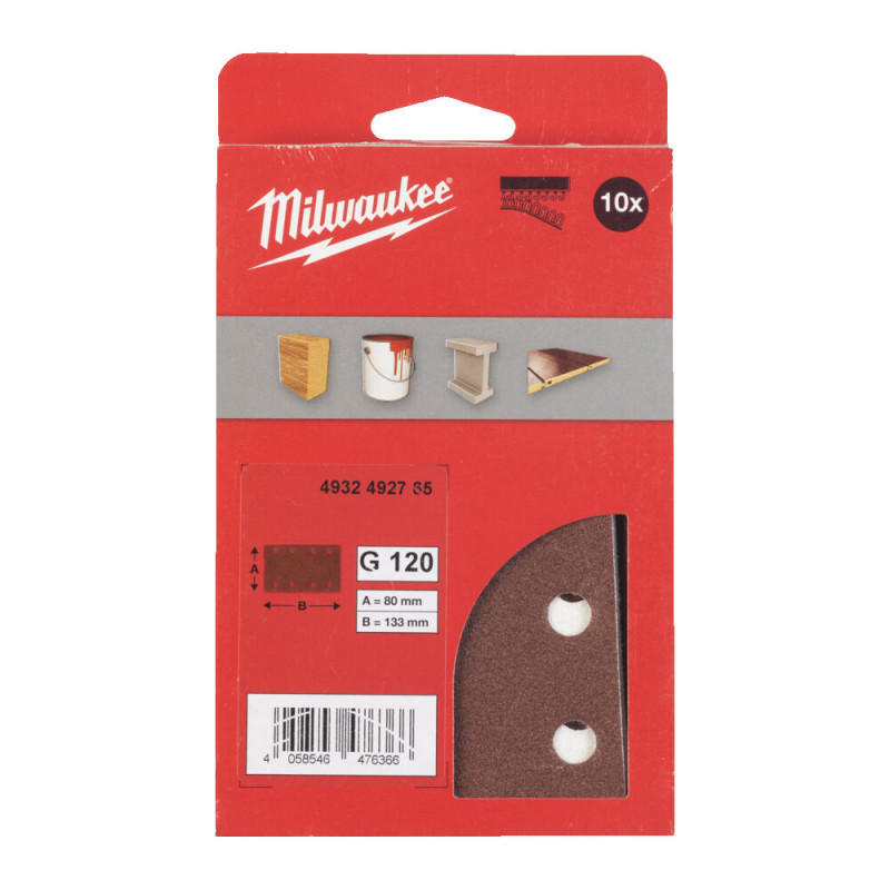 Купити Папір шліфувальний MILWAUKEE, 80x133мм HL, зерно 120, (10шт). Офіційний магазин Мілвокі Україна, фірмова гарантія з доставкою по Украіні