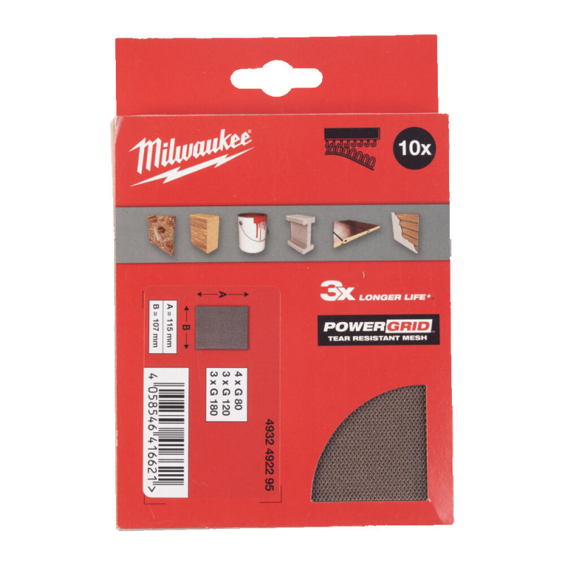 Купити Набір сіток шліфувальних PG Mesh HL MILWAUKEE, 115х107мм, (10шт). Офіційний магазин Мілвокі Україна, фірмова гарантія з доставкою по Украіні