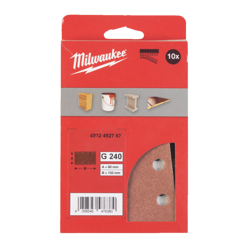 Купити Папір шліфувальний MILWAUKEE, 80x133мм HL, зерно 240, (10шт). Офіційний магазин Мілвокі Україна, фірмова гарантія з доставкою по Украіні