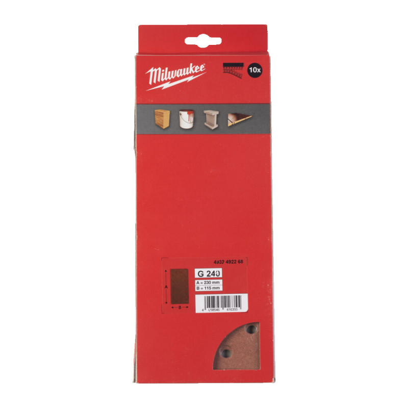 Купити Папір шліфувальний MILWAUKEE, 115x230мм HL, зерно 240, (10шт). Офіційний магазин Мілвокі Україна, фірмова гарантія з доставкою по Украіні