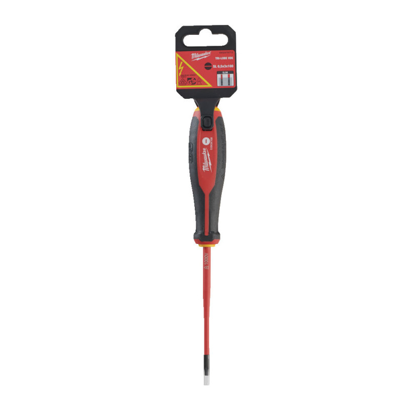 Купити Викрутка з тригранною рукояткою ізольована VDE MILWAUKEE, SL 0,5х3,0х100мм. Офіційний магазин Мілвокі Україна, фірмова гарантія з доставкою по Украіні
