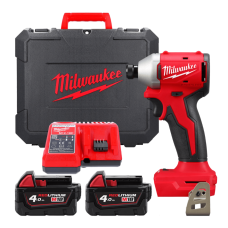 Купити Шуруповерт ударний акумуляторний безщітковий 1/4'' HEX MILWAUKEE, M18 BLIDRC-402C, 190Нм (зарядний пристрій М12-18 С, 2 акумулятори М18 В4 4Аг, кліпса для ременя, кейс). Офіційний магазин Мілвокі Україна, фірмова гарантія з доставкою по Украіні