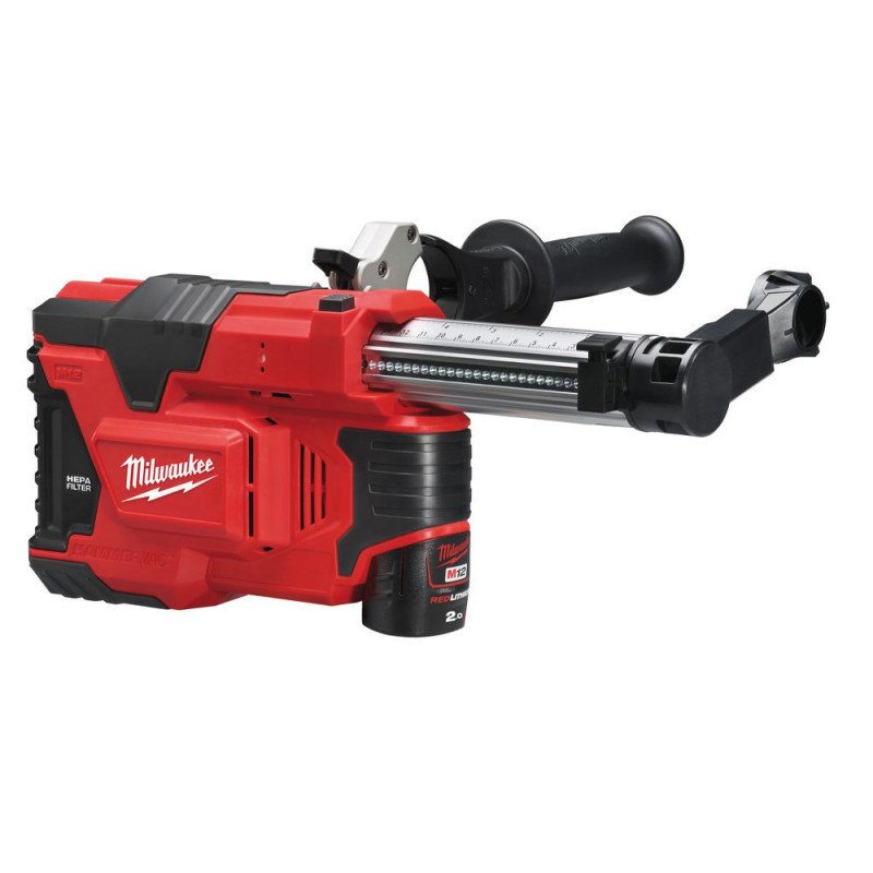 Купити Система видалення пилу для перфораторів акумуляторна MILWAUKEE, M12 DE-201X (зарядний пристрій С12 С, 1 акумулятор М12 В2 2Аг, HDкейс). Офіційний магазин Мілвокі Україна, фірмова гарантія з доставкою по Украіні