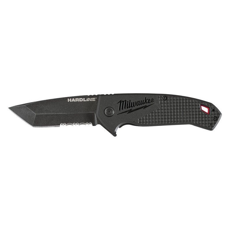 Купити Ніж складний HARDLINE Serrated MILWAUKEE з серейторним лезом 75мм. Офіційний магазин Мілвокі Україна, фірмова гарантія з доставкою по Украіні