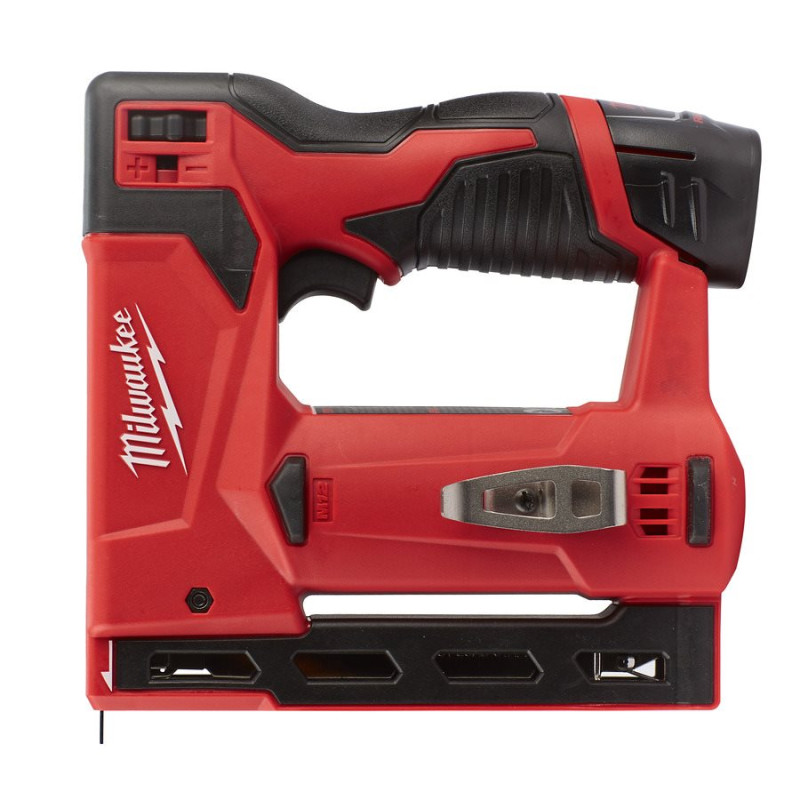 Купити Степлер акумуляторний MILWAUKEE, M12 BST-202X (зарядний пристрій С12 С, 2 акумулятори М12 В2 2Аг, кліпса для ременя, HDкейс). Офіційний магазин Мілвокі Україна, фірмова гарантія з доставкою по Украіні