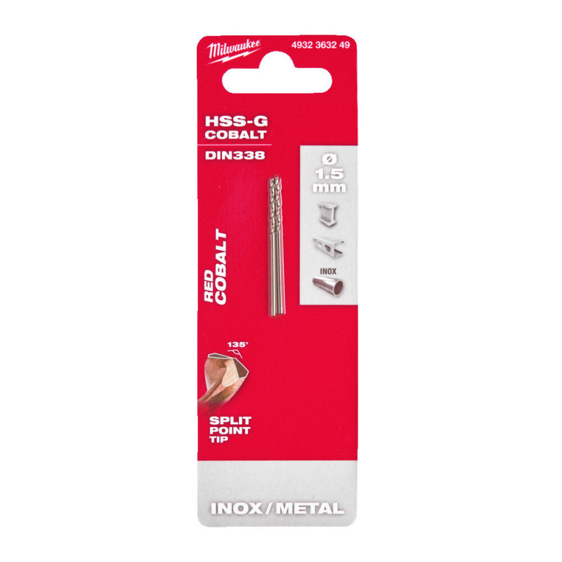 Купити Свердло по металу HSS-Co MILWAUKEE DIN338, діаметр 1,5х40х18мм, (2шт). Офіційний магазин Мілвокі Україна, фірмова гарантія з доставкою по Украіні