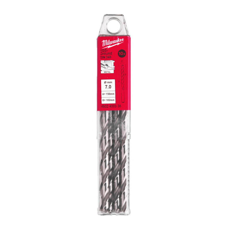 Купити Свердло по металу HSS-G MILWAUKEE DIN340, діаметр 7,0x157х102мм, подовжене, (10шт), пластикова коробка. Офіційний магазин Мілвокі Україна, фірмова гарантія з доставкою по Украіні