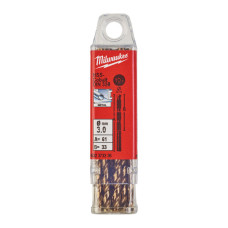 Купити Свердло по металу HSS-Co MILWAUKEE DIN338, діаметр 3,0х61х33мм, (10шт), пластикова коробка. Офіційний магазин Мілвокі Україна, фірмова гарантія з доставкою по Украіні