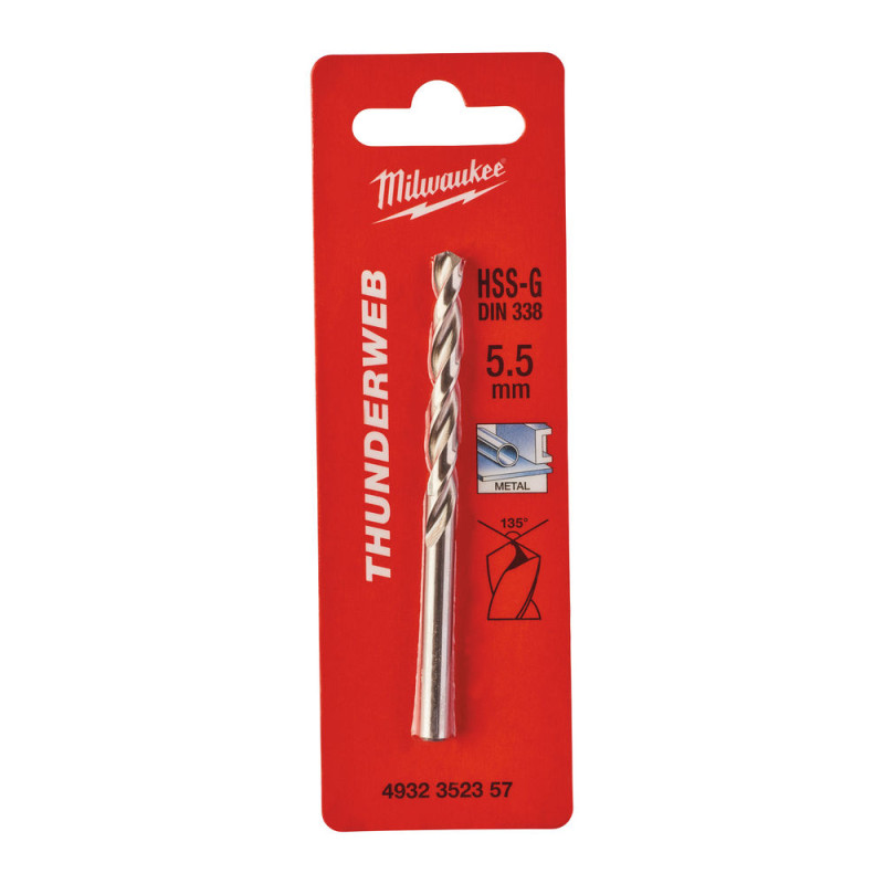 Купити Свердло по металу THUNDERWEB HSS-G MILWAUKEE DIN338, діаметр 5,5x93х57мм. Офіційний магазин Мілвокі Україна, фірмова гарантія з доставкою по Украіні