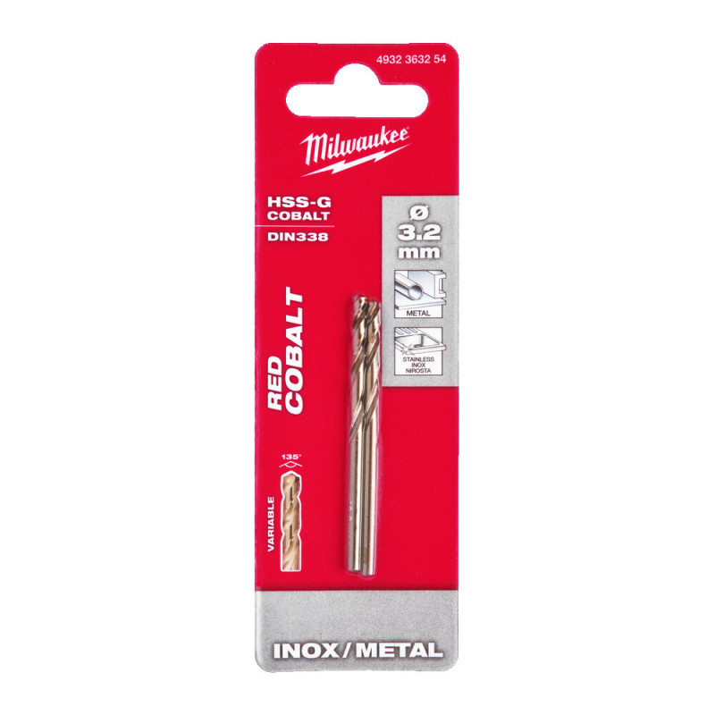 Купити Свердло по металу HSS-Co MILWAUKEE DIN338, діаметр 3,2х65х36мм, (2шт). Офіційний магазин Мілвокі Україна, фірмова гарантія з доставкою по Украіні