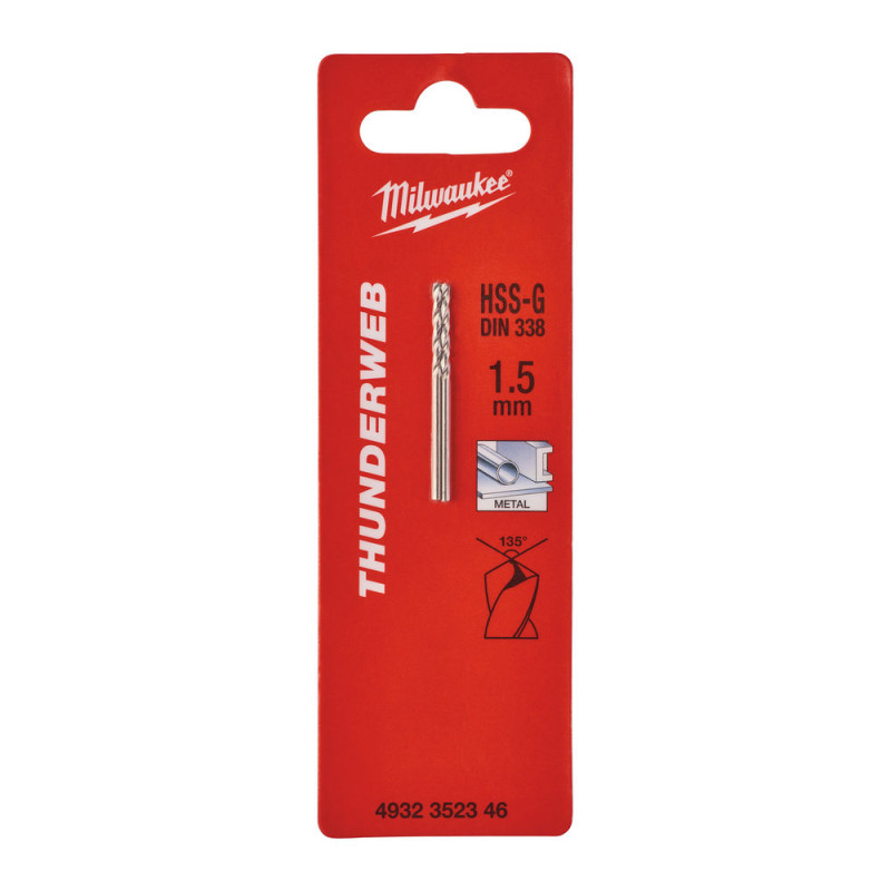 Купити Свердло по металу THUNDERWEB HSS-G MILWAUKEE DIN338, діаметр 1,5x40х18мм, (2шт). Офіційний магазин Мілвокі Україна, фірмова гарантія з доставкою по Украіні