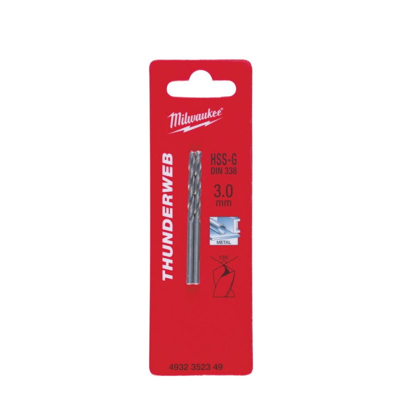 Купити Свердло по металу THUNDERWEB HSS-G MILWAUKEE DIN338, діаметр 3,0x61х33мм, (2шт). Офіційний магазин Мілвокі Україна, фірмова гарантія з доставкою по Украіні