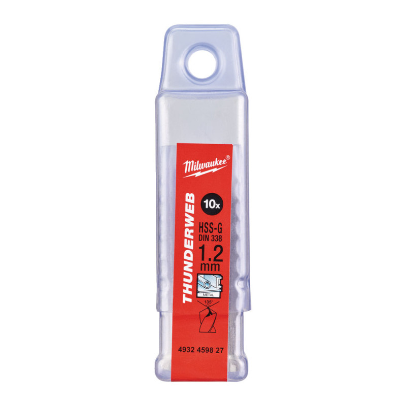 Купити Свердло по металу THUNDERWEB HSS-G MILWAUKEE DIN338, діаметр 1,2х38х16мм, (10шт), пластикова коробка. Офіційний магазин Мілвокі Україна, фірмова гарантія з доставкою по Украіні