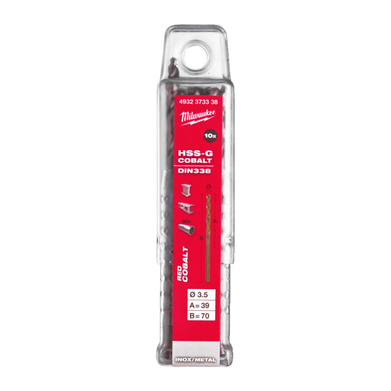 Купити Cвердло по металу HSS-Co MILWAUKEE DIN338, діаметр 3,5х70х39мм, (10шт), пластикова коробка. Офіційний магазин Мілвокі Україна, фірмова гарантія з доставкою по Украіні