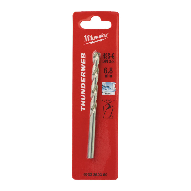 Купити Свердло по металу THUNDERWEB HSS-G MILWAUKEE DIN338, діаметр 6,8x109х69мм. Офіційний магазин Мілвокі Україна, фірмова гарантія з доставкою по Украіні