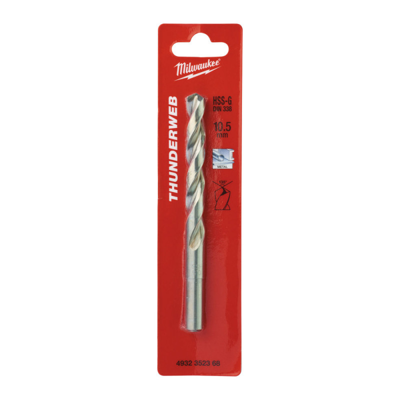 Купити Свердло по металу THUNDERWEB HSS-G MILWAUKEE DIN338, діаметр 10,5x133х87мм. Офіційний магазин Мілвокі Україна, фірмова гарантія з доставкою по Украіні