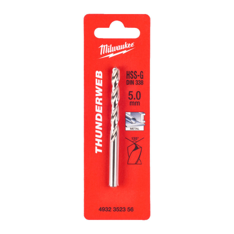 Купити Свердло по металу THUNDERWEB HSS-G MILWAUKEE DIN338, діаметр 5,0x86х52мм. Офіційний магазин Мілвокі Україна, фірмова гарантія з доставкою по Украіні