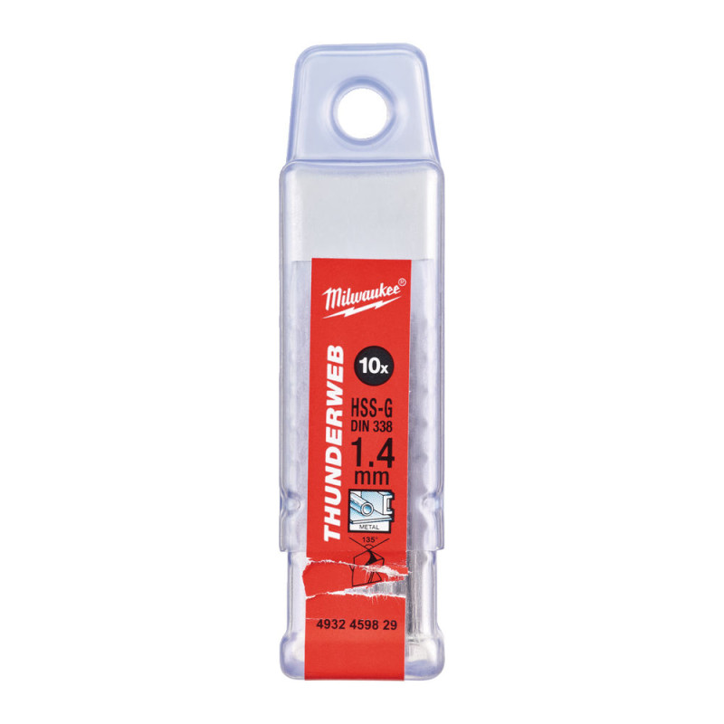 Купити Свердло по металу THUNDERWEB HSS-G MILWAUKEE DIN338, діаметр 1,4х40х18мм, (10шт), пластикова коробка. Офіційний магазин Мілвокі Україна, фірмова гарантія з доставкою по Украіні