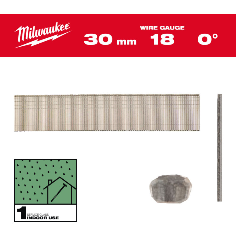 Купити Цвяхи оцинковані вкриті смолою з Т-образною головкою MILWAUKEE, 18G/0 градусів/30мм, (5000шт). Офіційний магазин Мілвокі Україна, фірмова гарантія з доставкою по Украіні