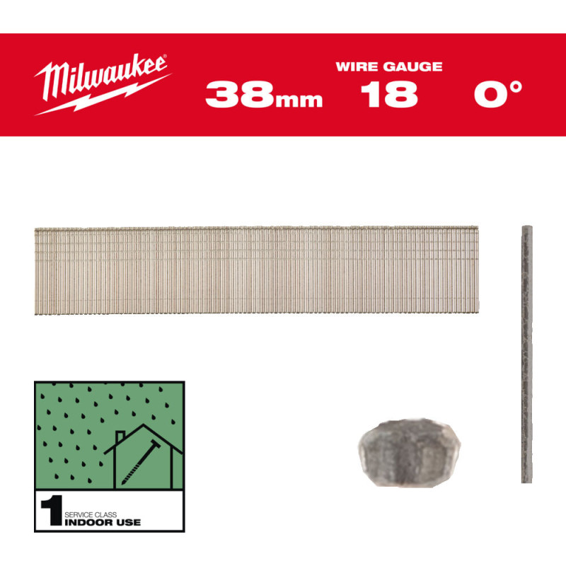 Купити Цвяхи оцинковані вкриті смолою з Т-образною головкою MILWAUKEE, 18G/0 градусів/38мм, (5000шт). Офіційний магазин Мілвокі Україна, фірмова гарантія з доставкою по Украіні