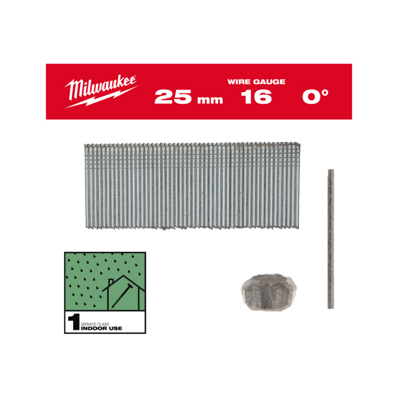 Купити Цвяхи оцинковані з Т-образною головкою MILWAUKEE, 16G/0 градусів/25мм, (5000шт). Офіційний магазин Мілвокі Україна, фірмова гарантія з доставкою по Украіні