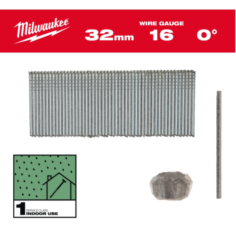 Купити Цвяхи оцинковані з Т-образною головкою MILWAUKEE, 16G/0 градусів/32мм, (5000шт). Офіційний магазин Мілвокі Україна, фірмова гарантія з доставкою по Украіні