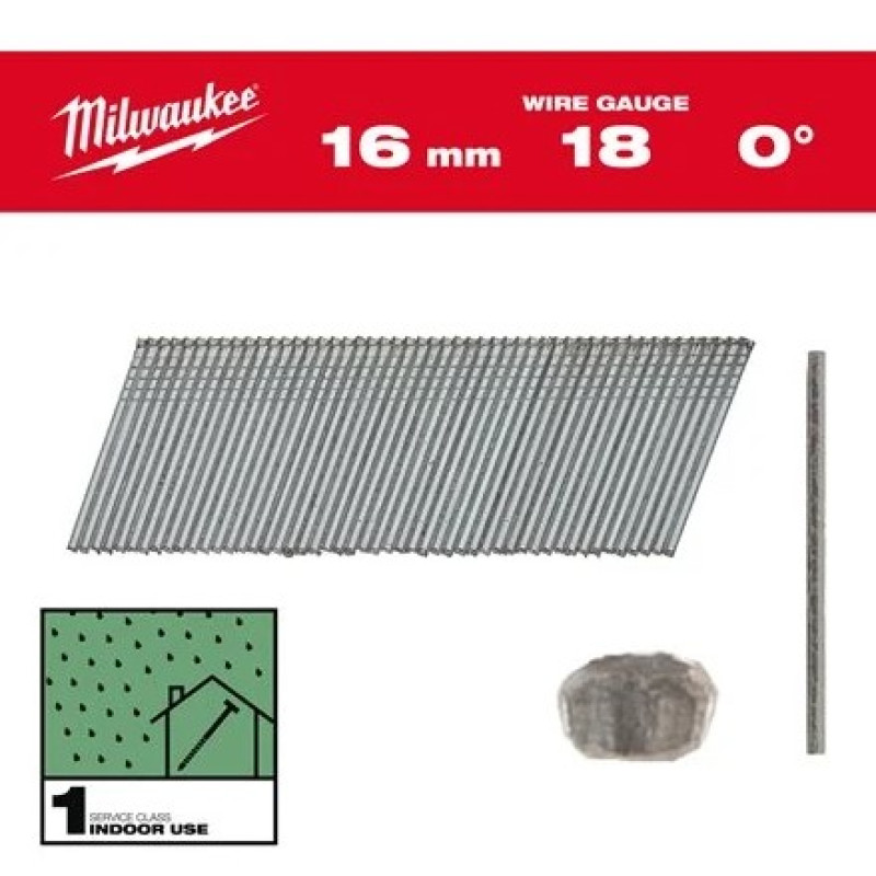 Купити Цвяхи оцинковані вкриті смолою з Т-образною головкою MILWAUKEE, 18G/0 градусів/16мм, (10000шт). Офіційний магазин Мілвокі Україна, фірмова гарантія з доставкою по Украіні