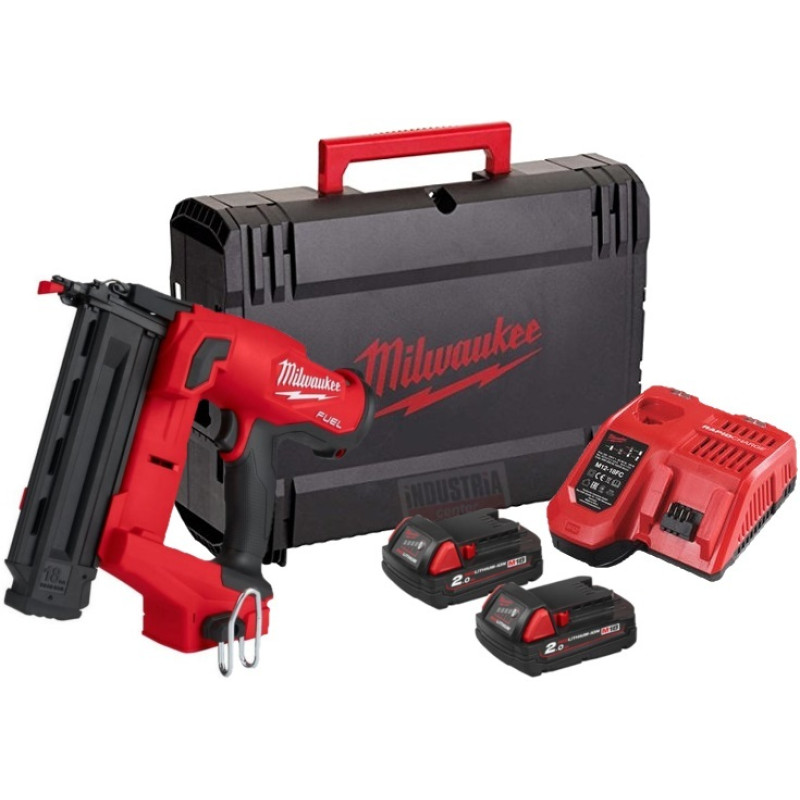 Купити Пістолет цвяхозабивний акумуляторний безщітковий MILWAUKEE, M18 FN18GS-202X (зарядний пристрій M12-18 FC, 2 акумулятори М18 В2 2Аг, HDкейс). Офіційний магазин Мілвокі Україна, фірмова гарантія з доставкою по Украіні