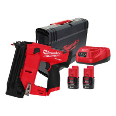 Купити Пістолет цвяхозабивний акумуляторний безщітковий MILWAUKEE, M12 FCN18GS-202X, 16-38мм (зарядний пристрій С12 С, 2 акумулятори М12 В2 2Аг, кліпса для ременя, HDкейс). Офіційний магазин Мілвокі Україна, фірмова гарантія з доставкою по Украіні