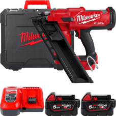 Купити Пістолет цвяхозабивний акумуляторний безщітковий MILWAUKEE M18 FUEL FFNS-502C  (зарядний пристрій M12-M18 FC, 2 акумулятори M18 B5 5Аг, кейс). Офіційний магазин Мілвокі Україна, фірмова гарантія з доставкою по Украіні