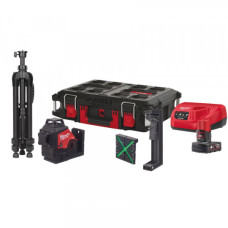 Купити Нівелір 3D лазерний акумуляторний MILWAUKEE, M12 3PLSKIT-401P (360 градусів, зелений промінь) (зарядний пристрій С12 С, 1 акумулятор М12 В4 4Аг, аксесуари, PACKOUT). Офіційний магазин Мілвокі Україна, фірмова гарантія з доставкою по Украіні