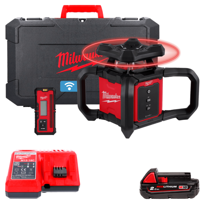 Купити Рівень лазерний ротаційний акумуляторний MILWAUKEE M18 RLOH600-201C 600м. Офіційний магазин Мілвокі Україна, фірмова гарантія з доставкою по Украіні