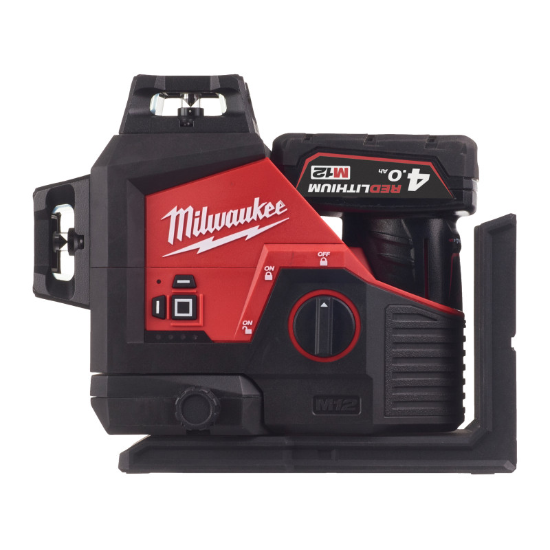 Купити Нівелір лазерний 3D акумуляторний MILWAUKEE, M12 3PL-401C (360 градусів, зелений промінь) (зарядний пристрій С12 С, 1 акумулятор М12 В4 4Аг, аксесуари, кейс). Офіційний магазин Мілвокі Україна, фірмова гарантія з доставкою по Украіні