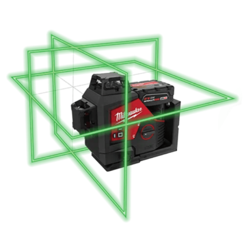 Купити Нівелір лазерний 3D акумуляторний MILWAUKEE, M12 3PL-401C (360 градусів, зелений промінь) (зарядний пристрій С12 С, 1 акумулятор М12 В4 4Аг, аксесуари, кейс). Офіційний магазин Мілвокі Україна, фірмова гарантія з доставкою по Украіні