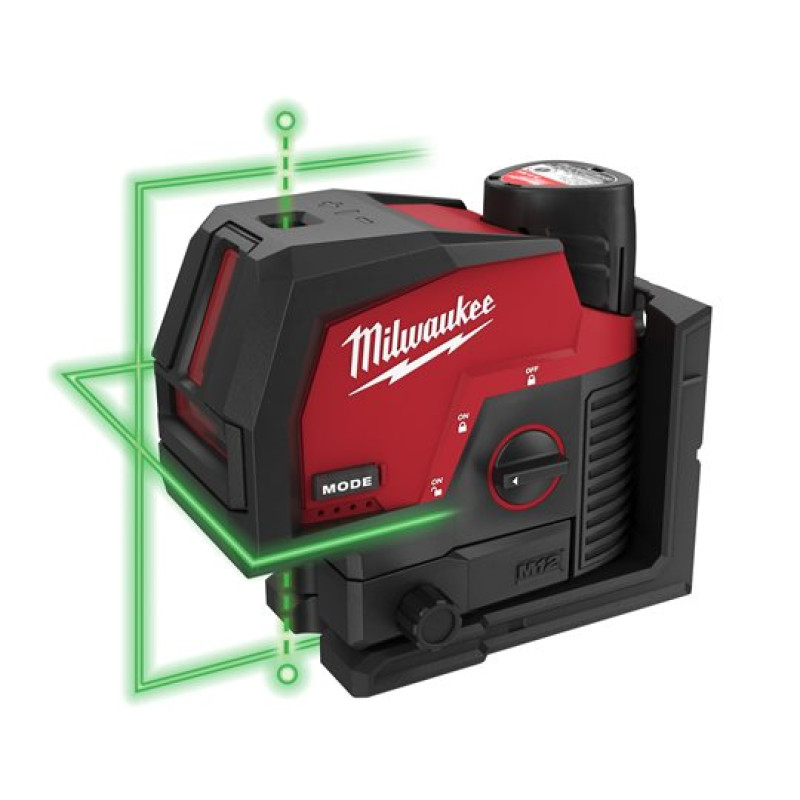 Купити Нівелір лазерний лінійно-точковий акумуляторний MILWAUKEE M12 CLLP-301C (зелений промінь). Офіційний магазин Мілвокі Україна, фірмова гарантія з доставкою по Украіні