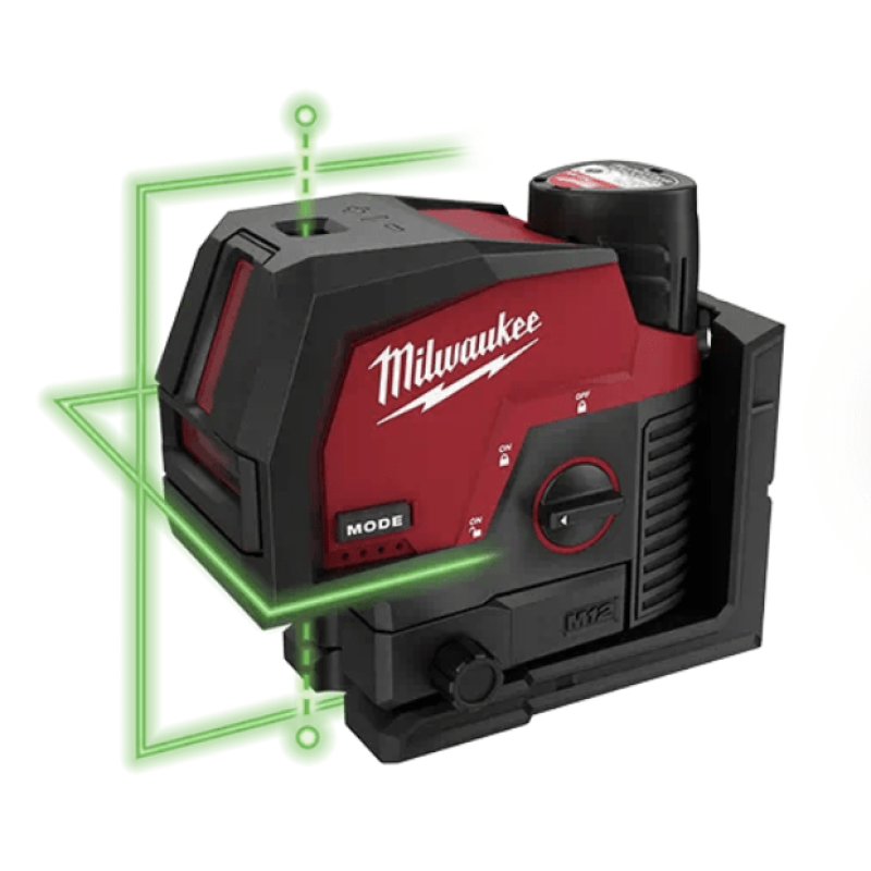 Купити Нівелір лазерний лінійно-точковий акумуляторний MILWAUKEE M12 CLLP-301C (зелений промінь). Офіційний магазин Мілвокі Україна, фірмова гарантія з доставкою по Украіні