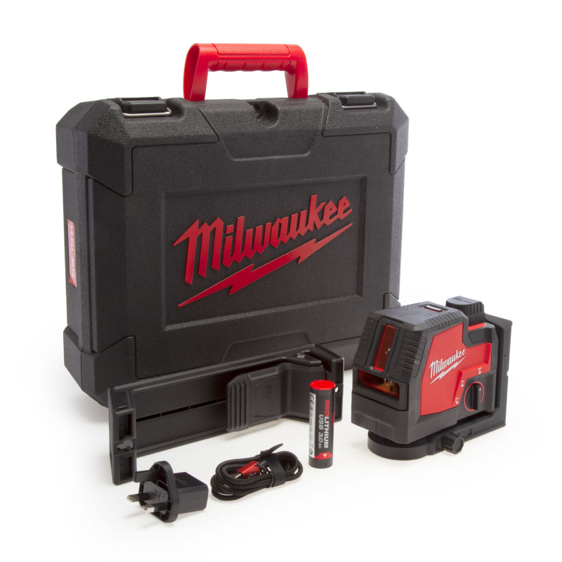 Купити Нівелір лінійний лазерний акумуляторний MILWAUKEE, L4 CLL-301C (зарядний пристрій micro-USB,1 акумулятор L4 3Аг, кейс). Офіційний магазин Мілвокі Україна, фірмова гарантія з доставкою по Украіні