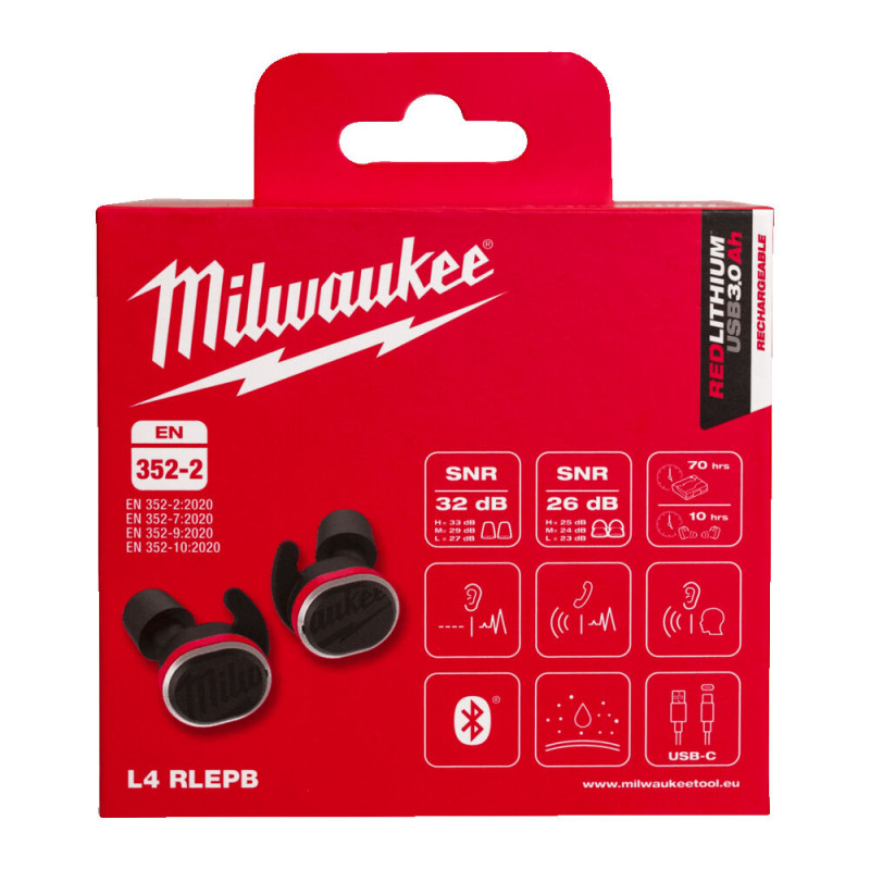 Купити Навушники акумуляторні для работы, с захистом слуху MILWAUKEE L4 RLEPB-301 USB Bluetooth. Офіційний магазин Мілвокі Україна, фірмова гарантія з доставкою по Украіні