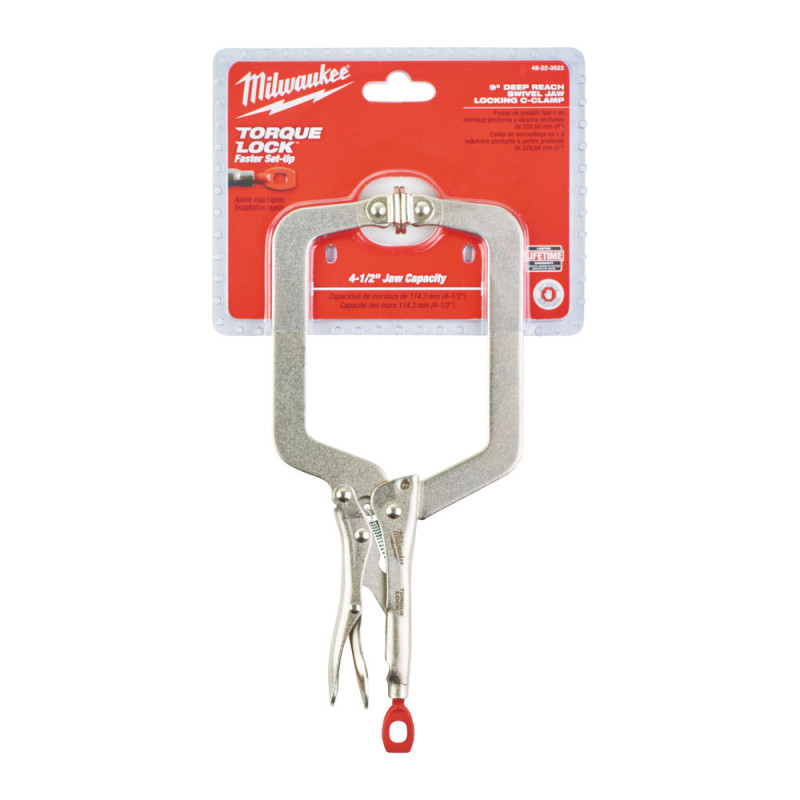 Купити Затискач-струбцина тип С Torque Lock MILWAUKEE, 88х114мм (шарнірні губки), 230мм. Офіційний магазин Мілвокі Україна, фірмова гарантія з доставкою по Украіні