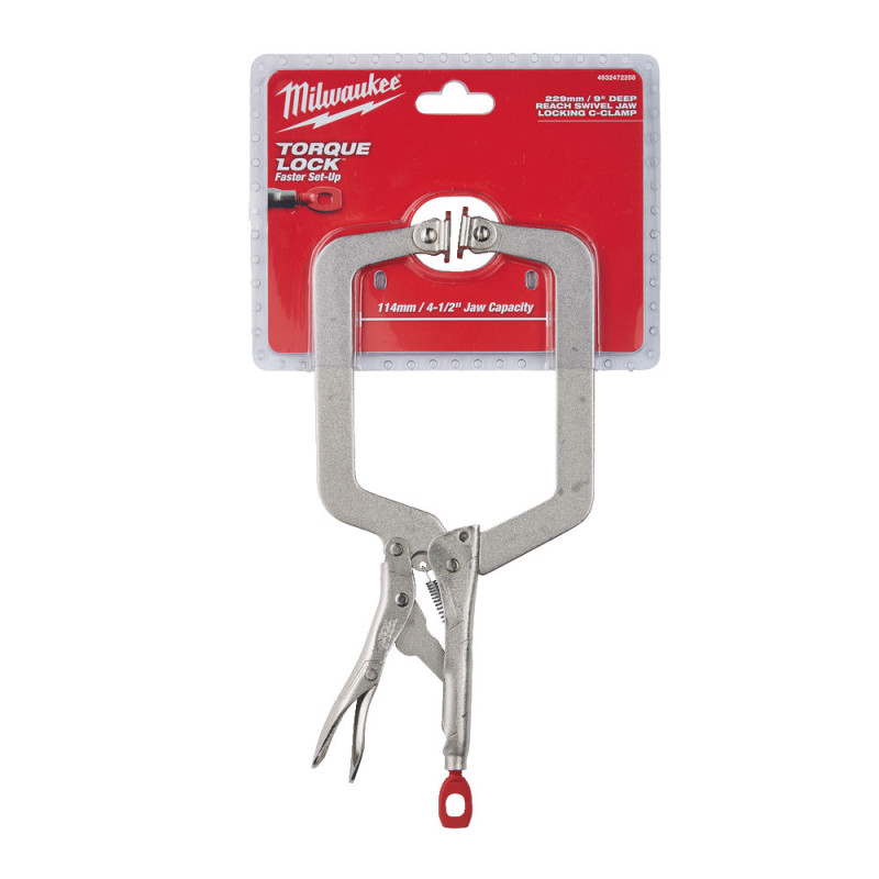 Купити Затискач-струбцина тип С Torque Lock MILWAUKEE, 88х114мм (шарнірні губки), 230мм. Офіційний магазин Мілвокі Україна, фірмова гарантія з доставкою по Украіні